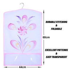 Kuber Industries Hanging Saree Cover | Brush Painting Pattern Saree Cover | Non-Woven Saree Covers for Home | Saree Cover with Small Transparent view | Pack of 12 | Pink