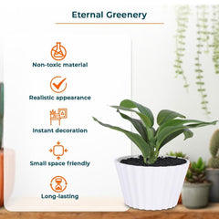 Kuber Industries Artificial Plants for Home Décor|Natural Looking Indoor Fake Plants with Pot|Artificial Flowers for Decoration-Pack of 5 (Green)
