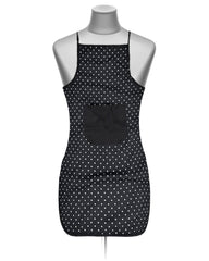 Heart Home Dot Printed Apron with 1 Front Pocket- Pack of 2 (Black)-50HH0719