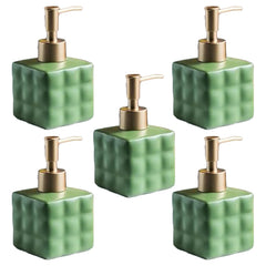 Kuber Industries Liquid Soap Dispenser | Handwash Soap Dispenser | Soap Dispenser for Wash Basin | Shampoo Dispenser Bottle | Bathroom Dispenser Bottle | Pack of 5 | ZX043GN |220 ml | Green