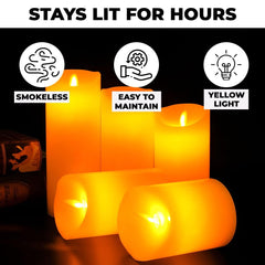 Kuber Industries Pack of 4 LED Candles for Home Decoration|Battey Operated|Flameless Yellow Light|Diwali Lights for Home Decoration,Along with Other Festivities & Parties|Set of 5|B0-005G|Gray