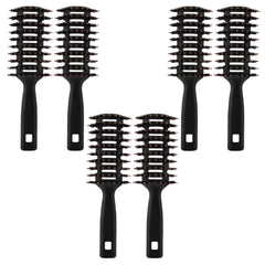 Kuber Industries Hair Brush | Flexible Bristles Brush | Hair Brush with Paddle | Quick Drying Hair Brush | Suitable For All Hair Types | Round Vented Hair Brush | Pack of 6 | C13-X-BLK | Black