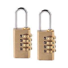 Urbane Home 4-Digit Code Combination Brass Lock | Number Lock | Portable Luggage Lock | Travel Lock for Briefcase, Laptop Bags (Pack of 2)