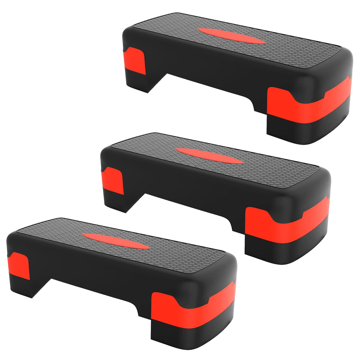 Kuber Industries Adjustable Aerobic Stepper For Gym, Yoga, Home-Pack of 3 (Black & Red)