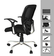 Kuber Industries Ergonomic Office Chairs for Work From Home | Comes with Manual Height Adjustable, Armrest & 2D Lumbar Support | Comfy Study Chair for Students with Wheels | Black