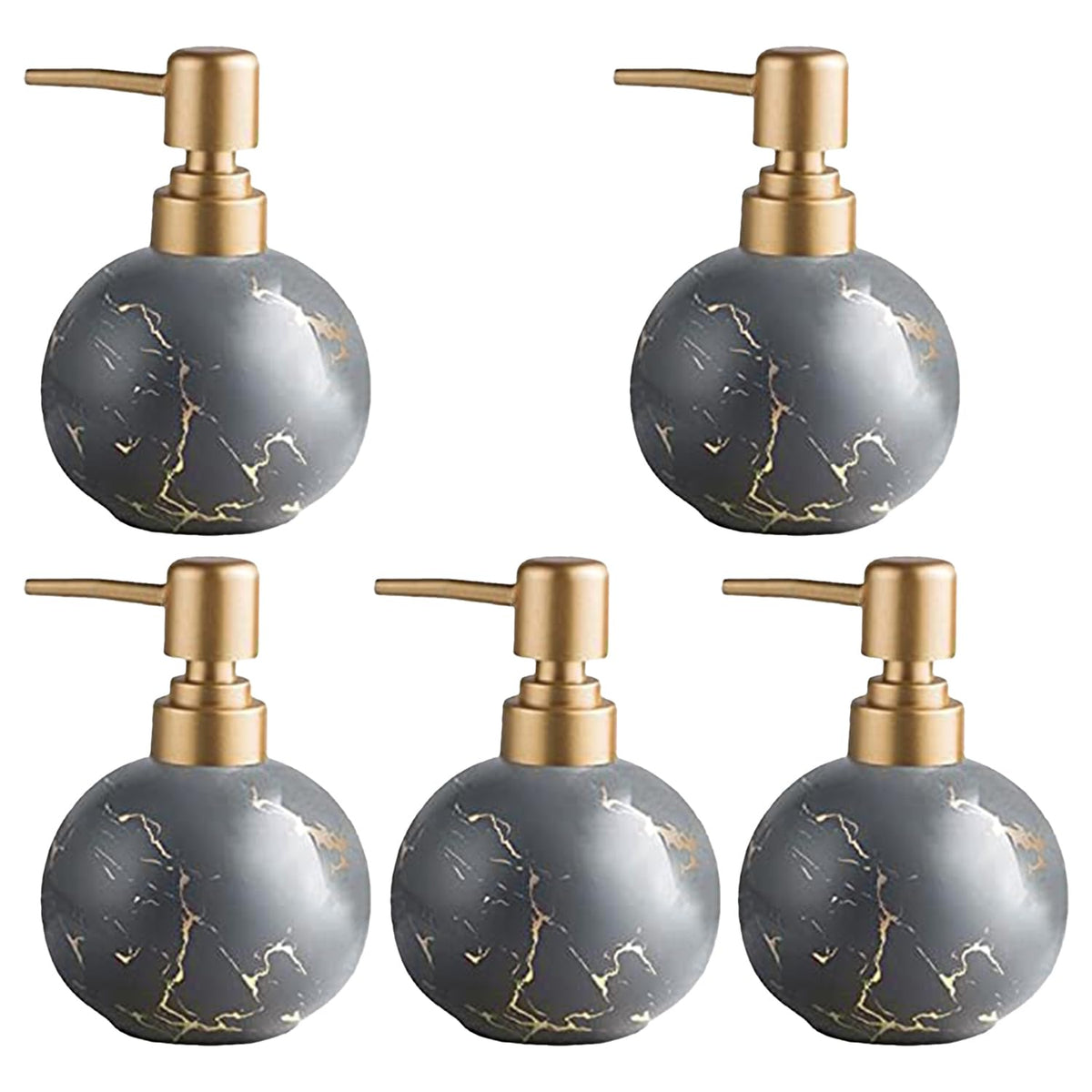 Kuber Industries Liquid Soap Dispenser | Handwash Soap Dispenser | Soap Dispenser for Wash Basin | Shampoo Dispenser Bottle | Bathroom Dispenser Bottle | Pack of 5 | ZX022GY | 300 ml | Gray