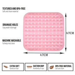 Heart Home Bath Mat | PVC Bathroom Mat | Shower Bath Mat | Square Bath Tub Mat | Foot Massager Mat | Anti-Skid Floor Mat | Shower Mat | Pack of 2 | Multi