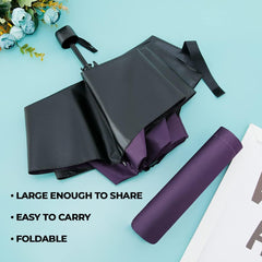 Kuber Industries Pack of 3| 3 Fold Manual Umbrella|Windproof, Sunproof & Rainproof|with Polyester Canopy, Sturdy Steel Shaft & Wrist Straps|Easy to Hold & Carry|Umbrella for Women, Men & Kids |Purple