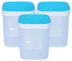 Kuber Industries Check Deisgn Lid Food Grade BPA Free Plastic Kitchen Container Set,1500ml, Set of 9 (Blue)