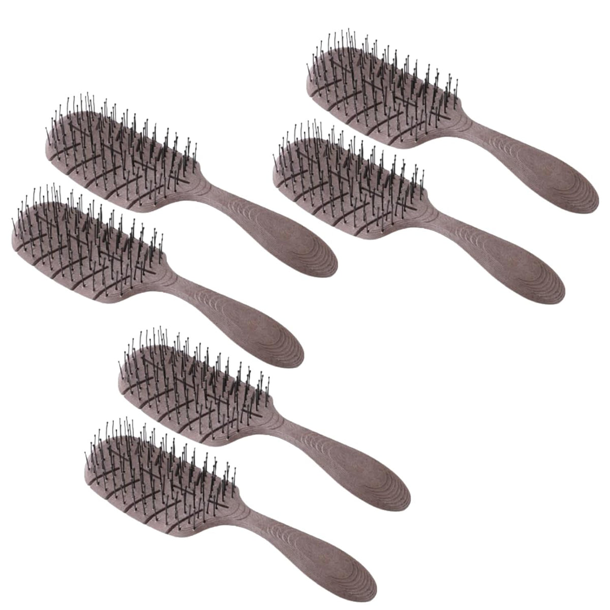 Kuber Industries Hair Brush | Detangler Hair Brush | Leaf Flexible Bristles | Hair Brush with Paddle | Quick Drying Hair Brush | Suitable For All Hair Types | 6 Piece | Pack of 2 | HSBIOCFE | Coffee