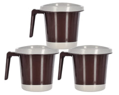 Heart Home Multiuses Leightweight, Unbreakable Strong Plastic Bathroom Mug 1 Litre Pack of 3 (Brown)-46HH0268
