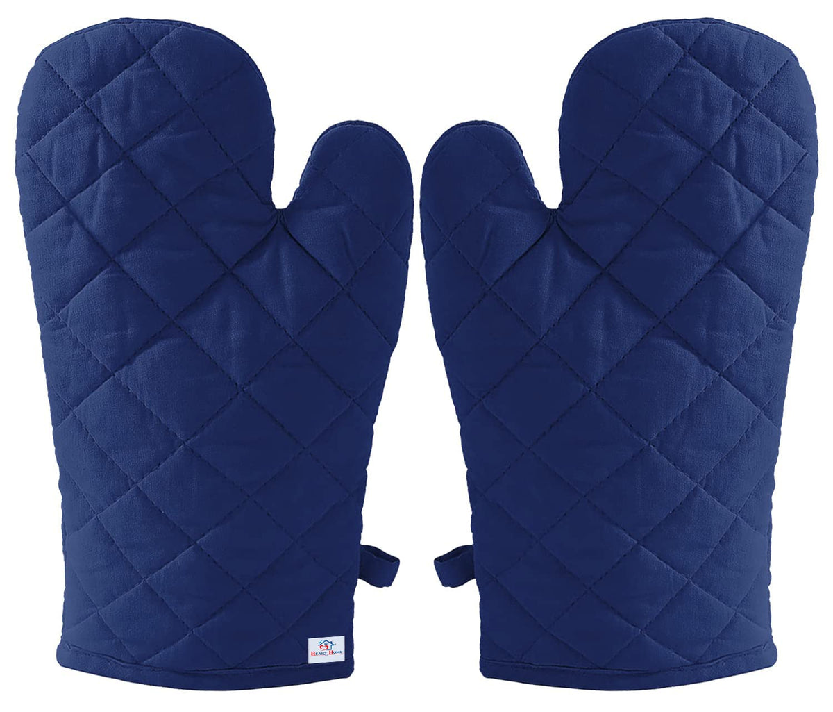 Kuber Industries Heat Resistant Cotton Kitchen Oven Mitt Microwave Glove Set, Non-Slip Grip and Hanging Loop for Kitchen, Cooking, Baking, Set of 2 (Blue)