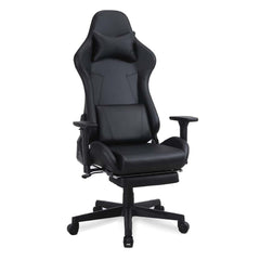 Kuber Industries Ergosmart PC Gaming Chairs with Wheels | Comes with Headrest, Lumbar Support Cushions & Footrest | Comfortable Chair for Long Sitting & Back Pain Relief | WC2022-1F-BLU-Blue