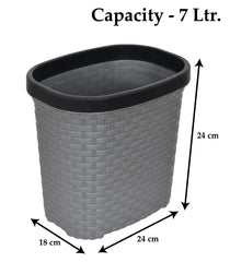 Heart Home Multiuses Plastic Open Dustbin For Home, Kitchen, Office, Bathroom, 7 Litre- Pack of 2 (Brown & Grey)-47HH0720