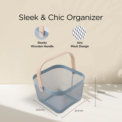 Homestic Metal Mesh Basket - Multipurpose Storage Organizer, Fruit Basket, and Picnic Basket for Kitchen and Home - Ideal Basket for Storage and Organization (Pack of 1, Blue)