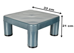 Kuber Industries Large Multipurposes Square Plastic Seating Stool/Patla, Pack of 2 (Grey)