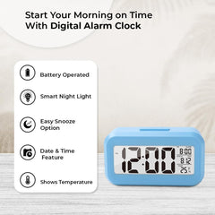 Kuber Industries ABS Battery Oprated Loud Digital Alarm Clock|Desk, Table Clock|Alarm Clock For Heavy Sleepers-Pack of 5 (Blue)