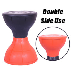 Heart Home Seating Stool | Plastic Damroo Stool | Both Sided Stool for Guestroom | Damroo Style Stool | Stool for Graden | Stool for Balcony | Pack of 2 | Black & Orange