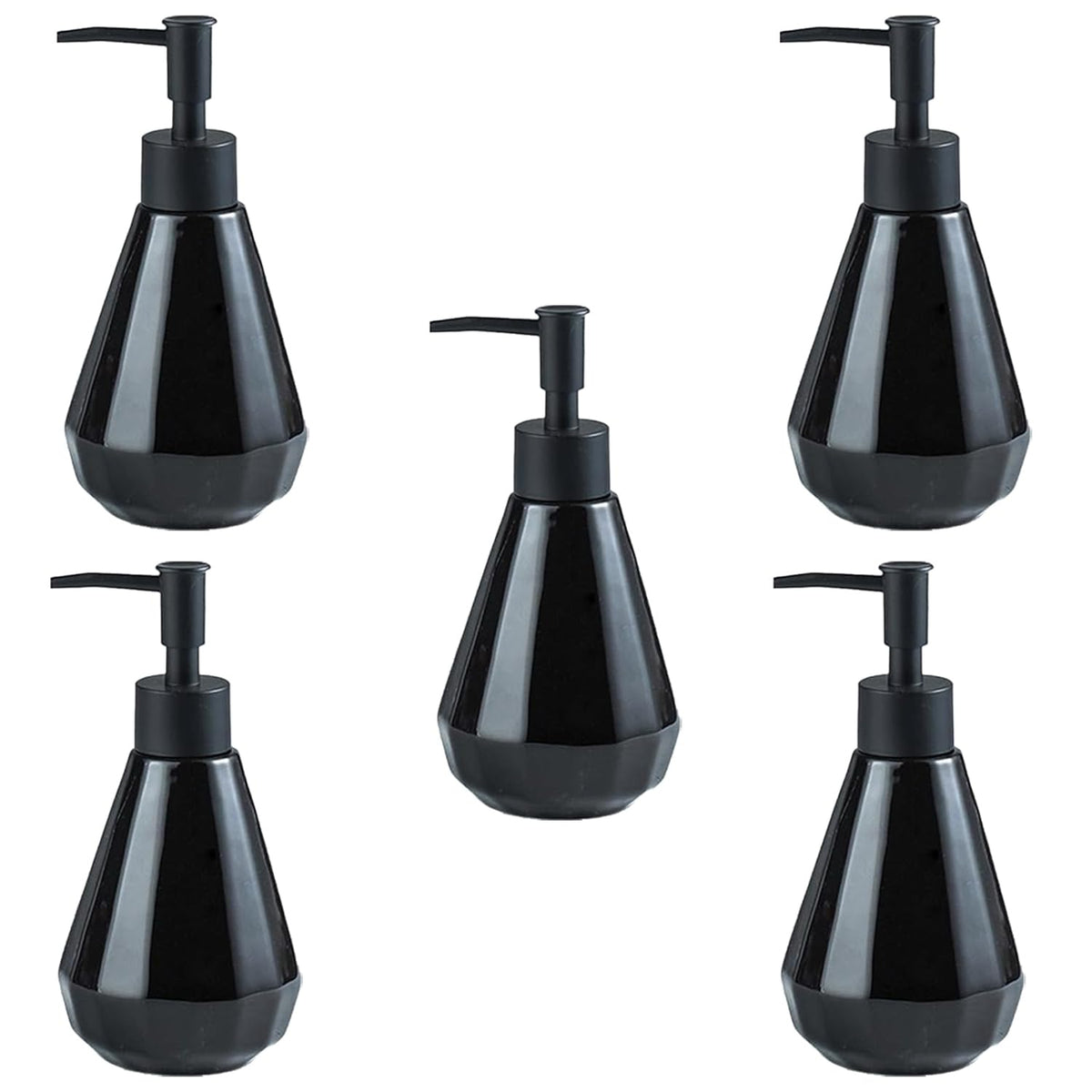 Kuber Industries Liquid Soap Dispenser | Handwash Soap Dispenser | Soap Dispenser for Wash Basin | Shampoo Dispenser Bottle | Bathroom Dispenser Bottle | Pack of 5 | ZX060BK |250 ml | Black