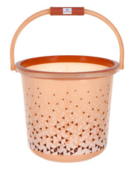 Heart Home Tinted Print Plastic Bucket For Home/Kitchen/Office/Shop With Strong Handle, 24 litre (Brown)-46HH0348