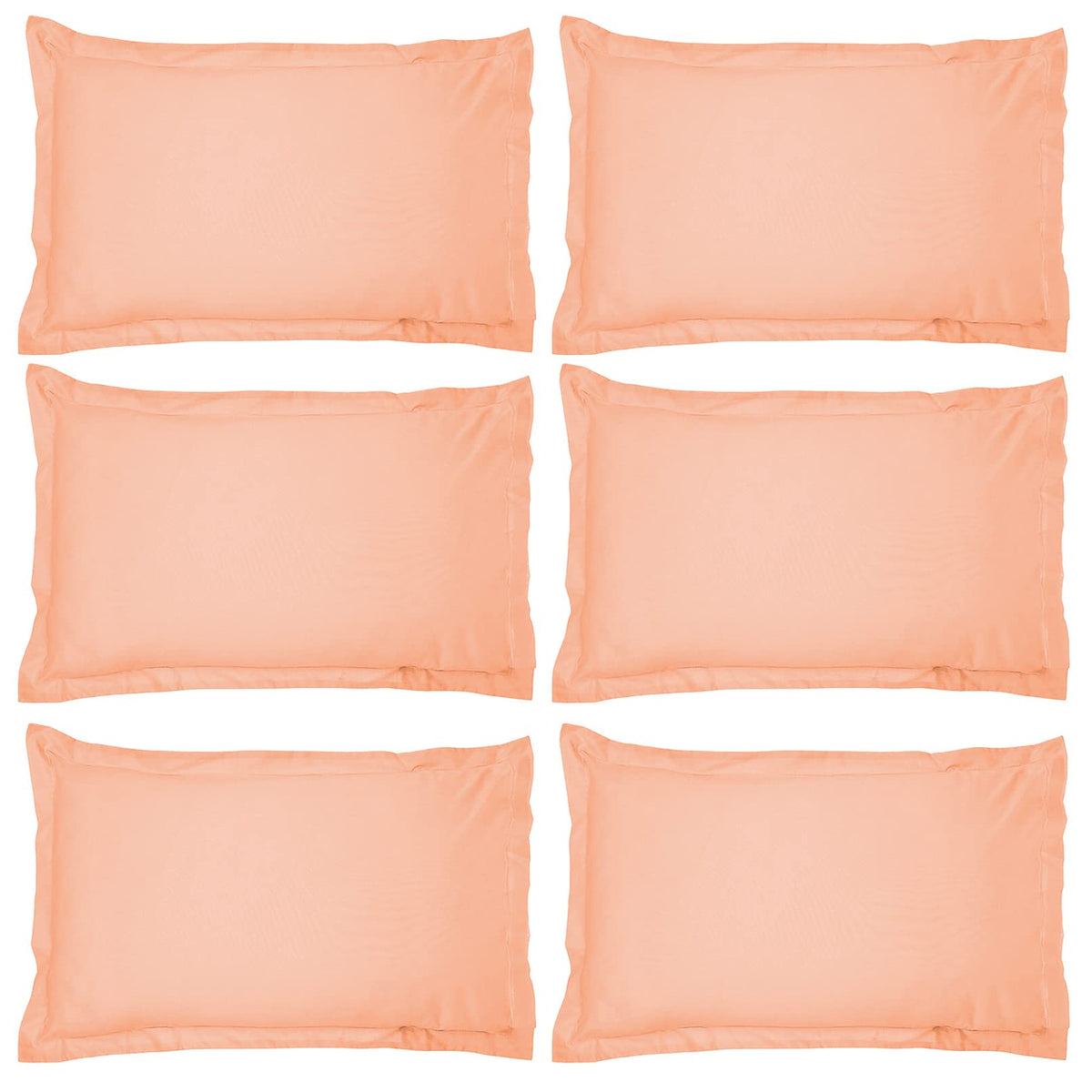 Kuber Industries Breathable & Soft Cotton Pillow Cover for Sofa, Couch, Bed - 29x20 Inch, Set of 6 (Peach)