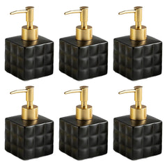 Kuber Industries Liquid Soap Dispenser | Handwash Soap Dispenser | Soap Dispenser for Wash Basin | Shampoo Dispenser Bottle | Bathroom Dispenser Bottle | Pack of 6 | 220 ml | Black