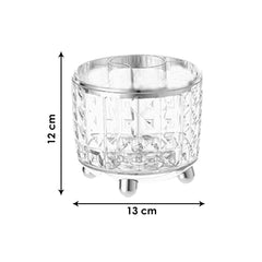 Kuber Industries Pack of 3 Multipurpose Storage Holder | Decorative Crystal Finish Stylish Look | Makeup Brush Holder | Desk Storage Container | YM.6698TS | Transparency Silver