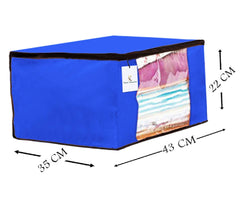 Kuber Industries 8 Piece Non Woven Fabric Saree Cover Set with Transparent Window, Extra Large, Royal Blue-CTKTC23740