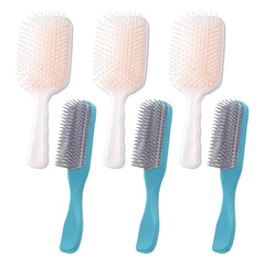 Kuber Industries Hair Brush | Flexible Bristles Brush | Hair Brush with Paddle | Straightens & Detangles Hair Brush | Suitable For All Hair Types | Hair Brush Styling Hair | Set of 6 | Pink & Blue