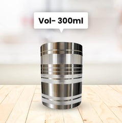 Kuber Industries Stainless Steel Glass Set of 6 for Water, Juice, Milk & Lassi | Wobble Free Base Steel Glasses for Home & Kitchen | Pani Ke Glass - 300ml Each | (KI1)-AMRAPALI-Silver
