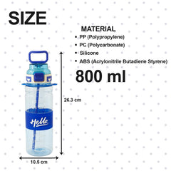 Kuber Industries Pack of 2 Kids Water Bottle With Straw |Sipper Water Bottle For Kids Boys Girls| Water Bottle with Locking Flip Lid | 800 ml |Blue | SYZ-7740C