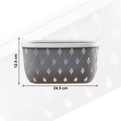 Kuber Industries Pack of 2 Multipurpose Storage Basket | Rhombic | Bathroom Kitchen Dressing table |Toiletry Organizer Bin for Holding Soap, Shampoo,Cosmetics | MC2436 | Light Grey, Orange |