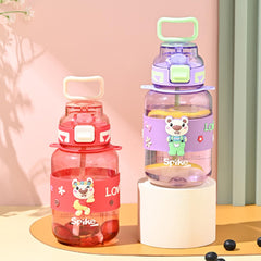Kuber Industries Pack of 6 Kids Water Bottle With Straw |Sipper Water Bottle For Kids Boys Girls| Water Bottle with Locking Flip Lid | 800 ml |Red | SYZ-7744B