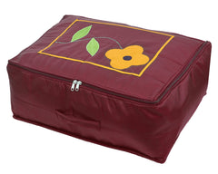 Kuber Industries Flower Print Polyster Wardrobe Organizer/Cover/Storage Bag For Store Saree, Lehenga, Suit, Dress, Clothes- Pack of 2 (Navy Blue & Maroon), 49KM0440
