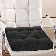 Heart Home 2 Pieces Cotton Decorative Fabric Chairpad/Back Support/Seat Cushion and Handmade Quilting, 14" x 14" Inch (Black) HEART920