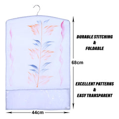 Heart Home Hanging Saree Cover | Brush Painting Pattern Saree Cover | Non-Woven Saree Covers for Home | Saree Cover with Small Transparent view | Pack of 3 | Gray