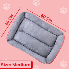 Kuber Industries Dog & Cat Bed|Super Soft Plush Top Pet Bed|Oxford Cloth Polyester Filling|Machine Washable Dog Bed|Rectangular Cat Bed with Rise-Edge Pillow|QY036R-M|Red (Pack of 4)