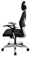 Kuber Industries Ergonomic Office Chairs for Work From Home | Comes with Manual Height Adjustable, Armrest, Headrest & 2D Lumbar Support | Comfy Study Chair for Students with Wheels | Black