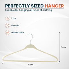 Kuber IndustriesVelvet Cloth Hanger Set of 30 With Chromed Plated Steel Hook (White)
