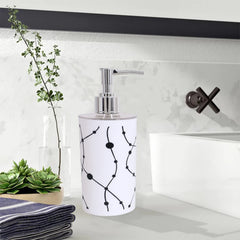 Kuber Industries Liquid Soap Dispenser|Dot Print Plastic Empty Bathroom Sanitizer|Lotion|Shampoo Dispenser Bottle,300 ML (White)