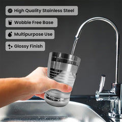 Kuber Industries Stainless Steel Glass Set | Wobble Free Base, Durable | Multipurpose, Elegant Design & Wide Rim | Easy to Clean & Store | Steel Glass Set 6 (Pack of 5)
