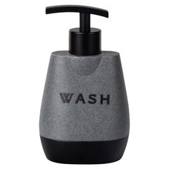 Kuber Industries Premium Polyresin Liquid Soap Dispenser | 250ml | Modern Stylish Kitchen Office Bathroom Dispenser for Kitchen | Non Fragile | Scratch Proof | Moisture Resistant | Grey-Black Color