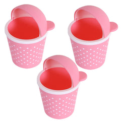 Kuber Industries Teddy Table Dustbin|Plastic Swinging Lid Waste Storage Garbage Bin|Desktop Trash Can For Study Table, Office|Pack of 3 (Pink)
