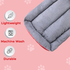 Kuber Industries Pack of 5 Dog & Cat Bed|Super Soft Plush Top Pet Bed|Oxford Cloth Polyester Filling|Machine Washable Dog Bed|Rectangular Cat Bed with Rise-Edge Pillow|QY036R-M|Red