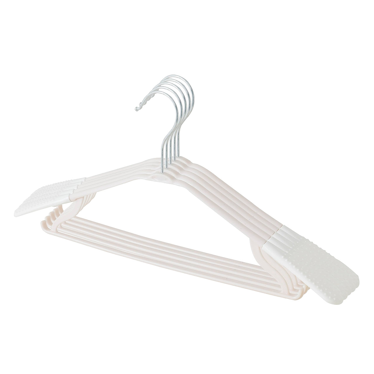 Heart Home PP Cloth Hanger Set of 5 With Zinc Plated Steel Hook (White)