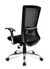 Kuber Industries Ergonomic Office Chairs for Work From Home | Comes with Manual Height Adjustable, Armrest & 2D Lumbar Support | Comfy Study Chair for Students with Wheels | Black