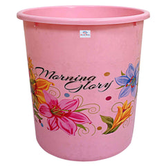 Heart Home Printed 2 Pieces Plastic Bathroom Dustbin & Stool Set (Pink)
