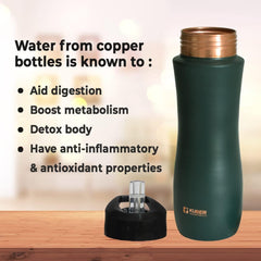 Kuber Industries Copper Water Bottle with Sipper | BPA Free & Non-Toxic | Leakproof, Durable & Lightweight | with Added Health Benefits of Copper |Easy to Clean | Maroon | Green (Pack of 4)