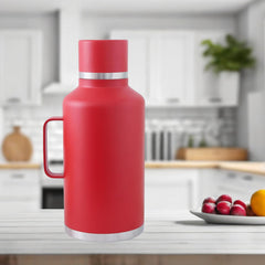 Kuber Industries Pack of 4 Vacuum Insulated Water Bottle | Stainless Steel Water Bottle with Handle | Hot & Cold Water Bottle | Leakproof, BPA Free, Rustproof | 2000 ML | Red