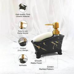 Kuber Industries Liquid Soap Dispenser | Handwash Soap Dispenser | Soap Dispenser for Wash Basin | Shampoo Dispenser Bottle | Bathroom Dispenser Bottle | 350 ML | Black